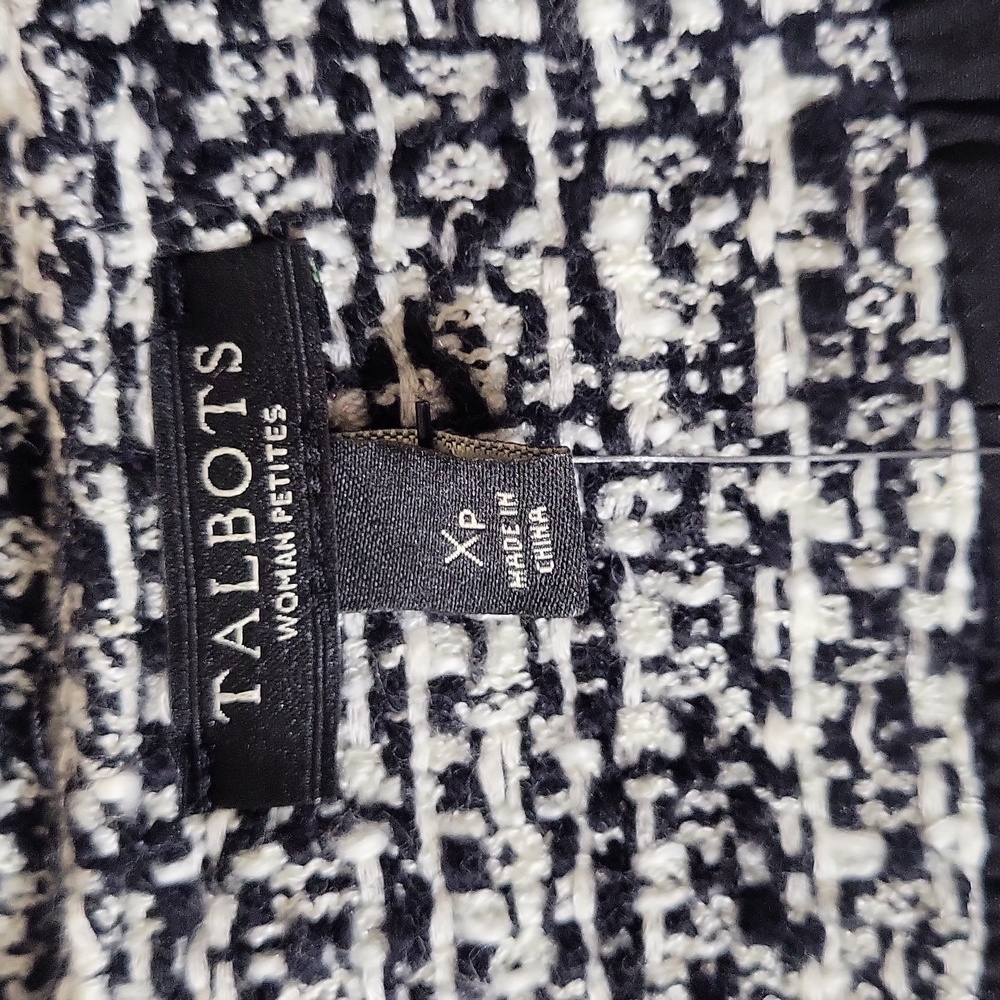 Talbots Textured Tweed Open Front Cardigan Jacket‎ Black White Women's 1X Petite - Picture 4 of 12